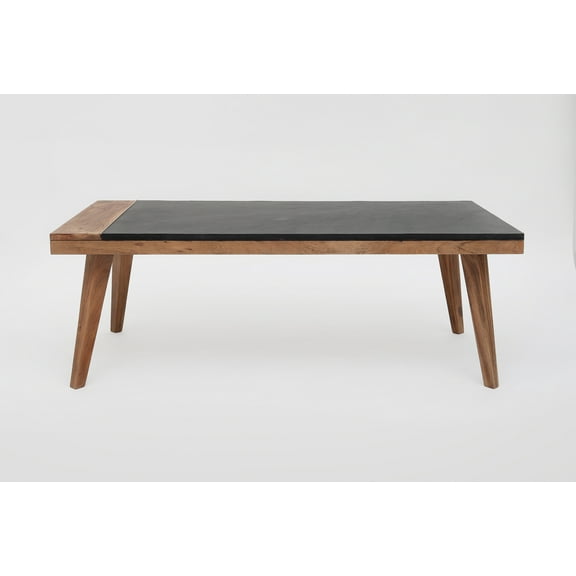 Steve Silver Caspian Rectangle Slate Top Coffee Table, Brown and Black