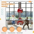 thumbnail image 3 of Qaba Kids Basketball Hoop, Adjustable Height 4.4-5 ft Basketball Goal 5 in 1 with Soccer, Golf, Ring Toss, Throw Ball Game Set, for Indoor Use, Red, 3 of 9