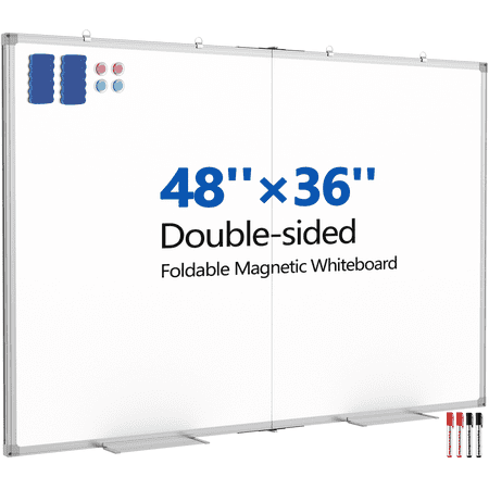 TNTANTS Large White Board Dry Erase Board  48  ×36   Foldable Double-Sided Whiteboard for Wall with Marker and Eraser  Magnetic Whiteboard for Office  School  Home  Kitchen