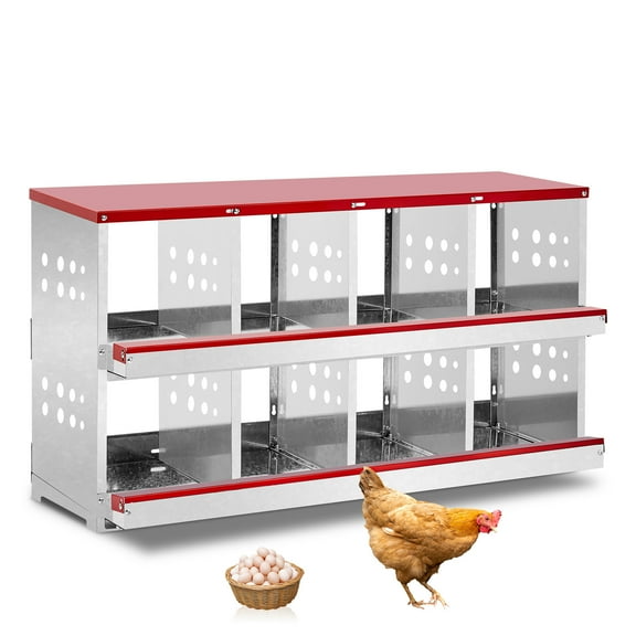Ktaxon Chicken Nesting Boxes for 8 Hen,   Steel Hen Nesting Box for Laying Eggs, Poultry Chicken Feeder Automatic for Lots of Hen, Red