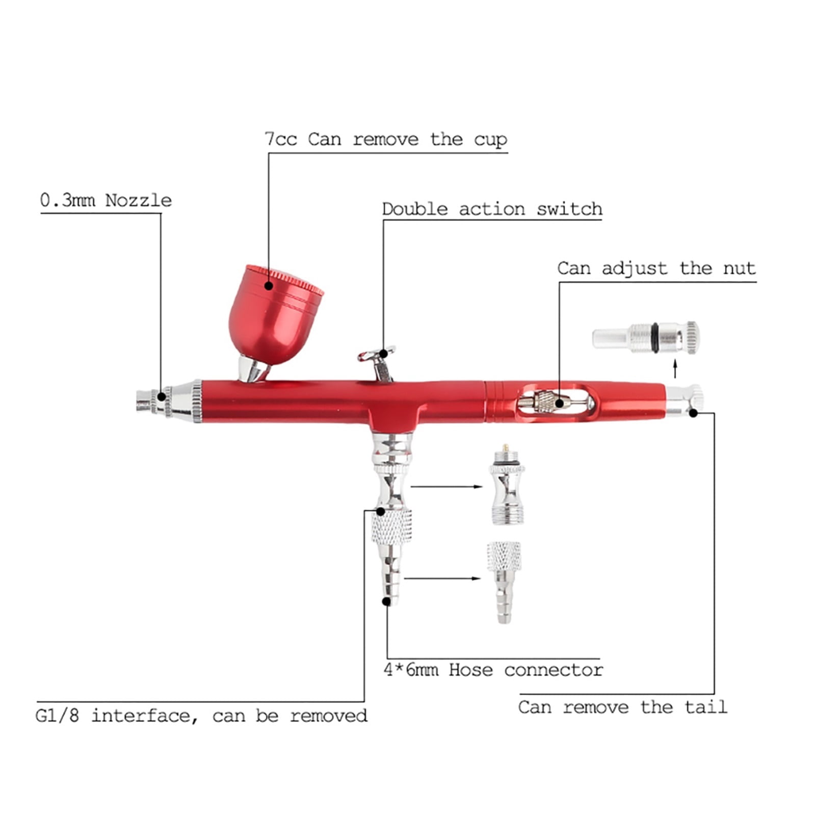 Airbrush Dual Action Gravity Feed 0.3mm Nozzle Spray Gun Cake Decorating Nail Manicure With Clean Kit ,Versatile applications
