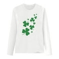 thumbnail image 4 of Craaazy St Patricks Day Shirts Women's Long Sleeve Round Neck Shamrock Tops Gifts, 4 of 5