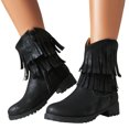 thumbnail image 3 of Daznico Womens Booties,Women Ankle Boots Fashionable Pattern Tassel Decoration Round Toe Low Heel Comfortable Autumn and Winter Zipper Shoes,Womens Chelsea Boots,Size 8.5, 3 of 9