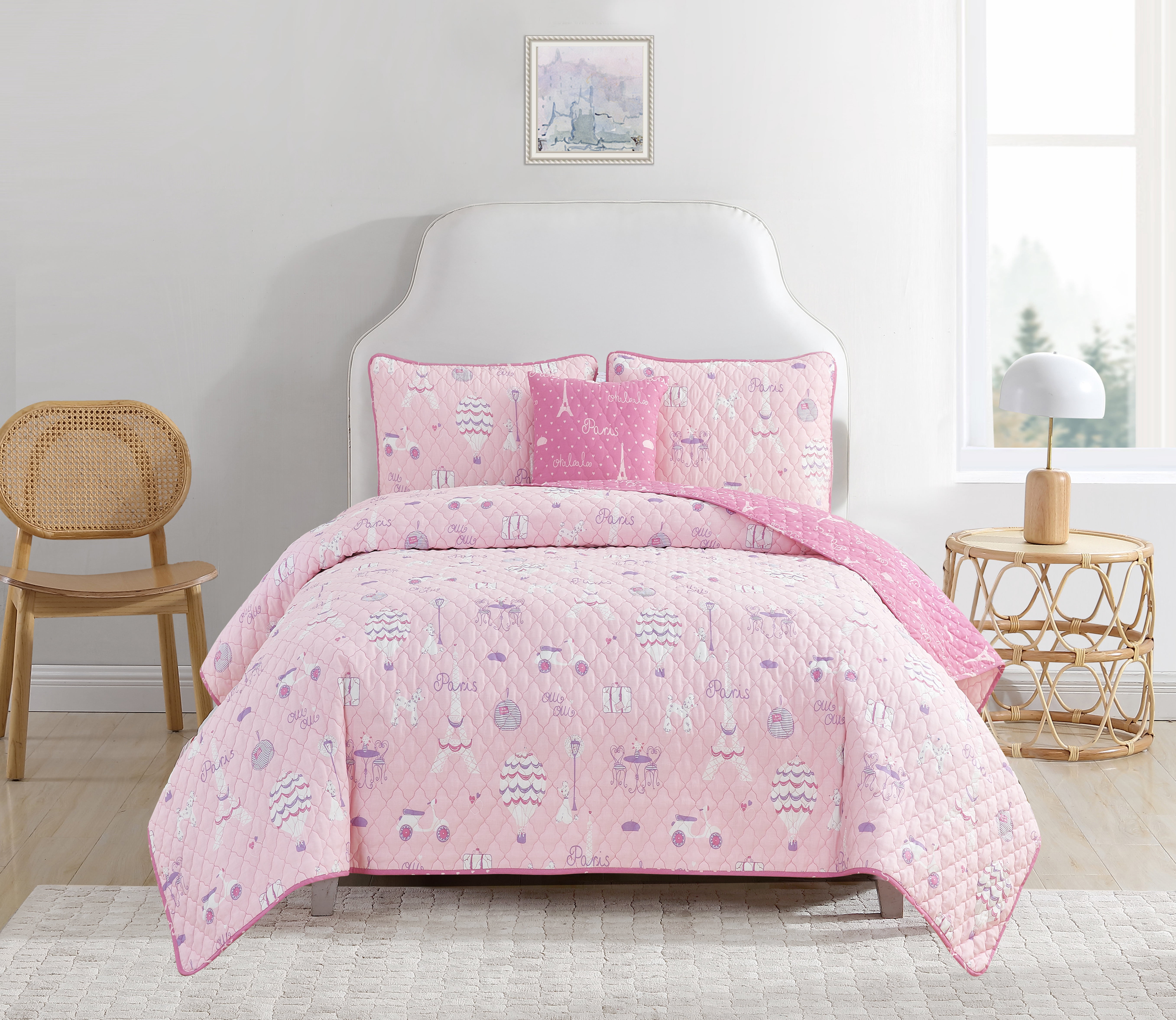 Alex + Bella 4-Piece Pink Bedding Quilt Sets, Queen