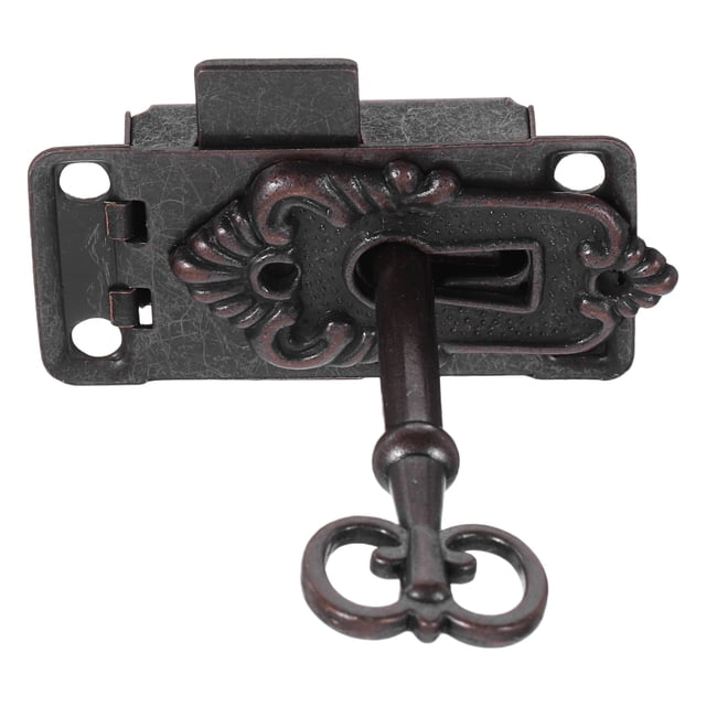 RUNROTOO 1Pcs Small Furniture Latch Black Antique Shape Lock for Shop Display Security