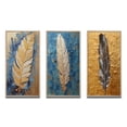 thumbnail image 2 of Designart "Exquisite Boho Glam Blue Feather Painting" Feathers Framed Wall Art Set Of 3 - Gold Modern Frame Gallery Set For Office Decor, 2 of 6