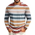 thumbnail image 3 of GrmtClth Shirts for Men Relaxed Fit Striped Raglan Long Sleeve Crew Neck Pullover Multi Color Spring Fall Weekend Street Tops Orange XL, 3 of 5