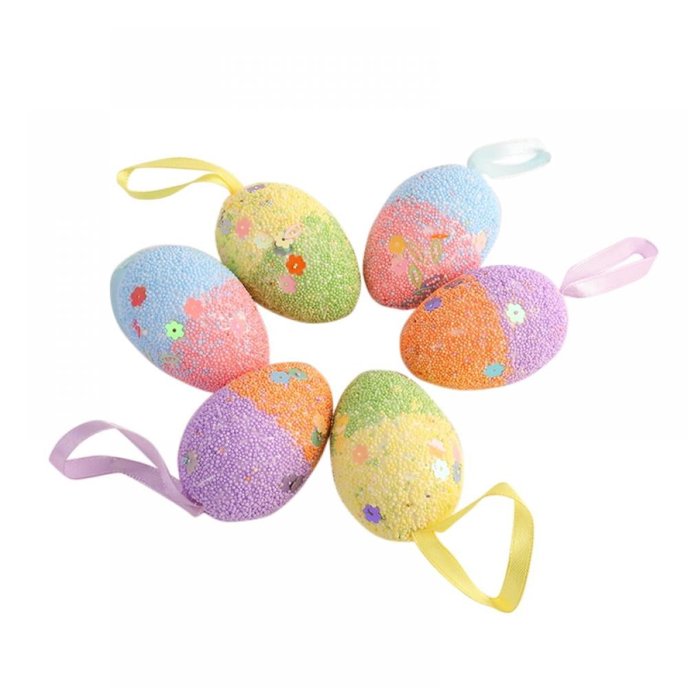Marooma Easter Eggs Ornament,18pcs Colorful Plastic Eggs Artificial Mini Eggs Decorative Hanging Easter Eggs Ornaments for DIY Crafts Home Party Easter Tree Decor