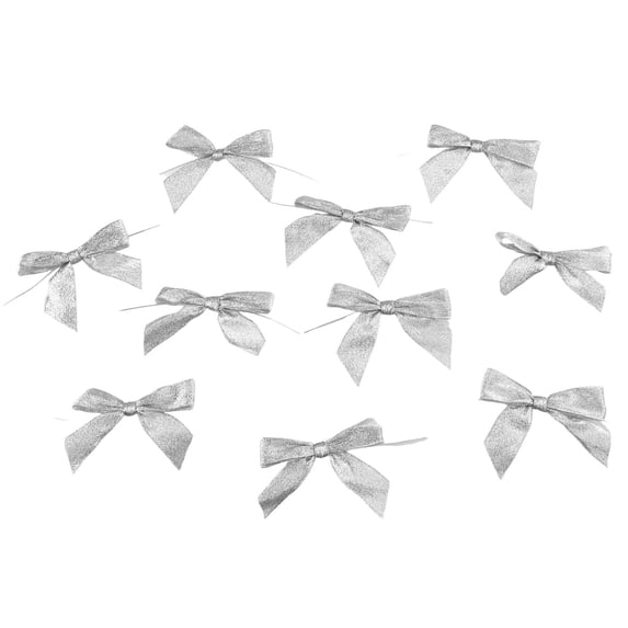 Metallic Shimmer Twist Tie Bows, 3-1/4-Inch, 100-Count - Silver