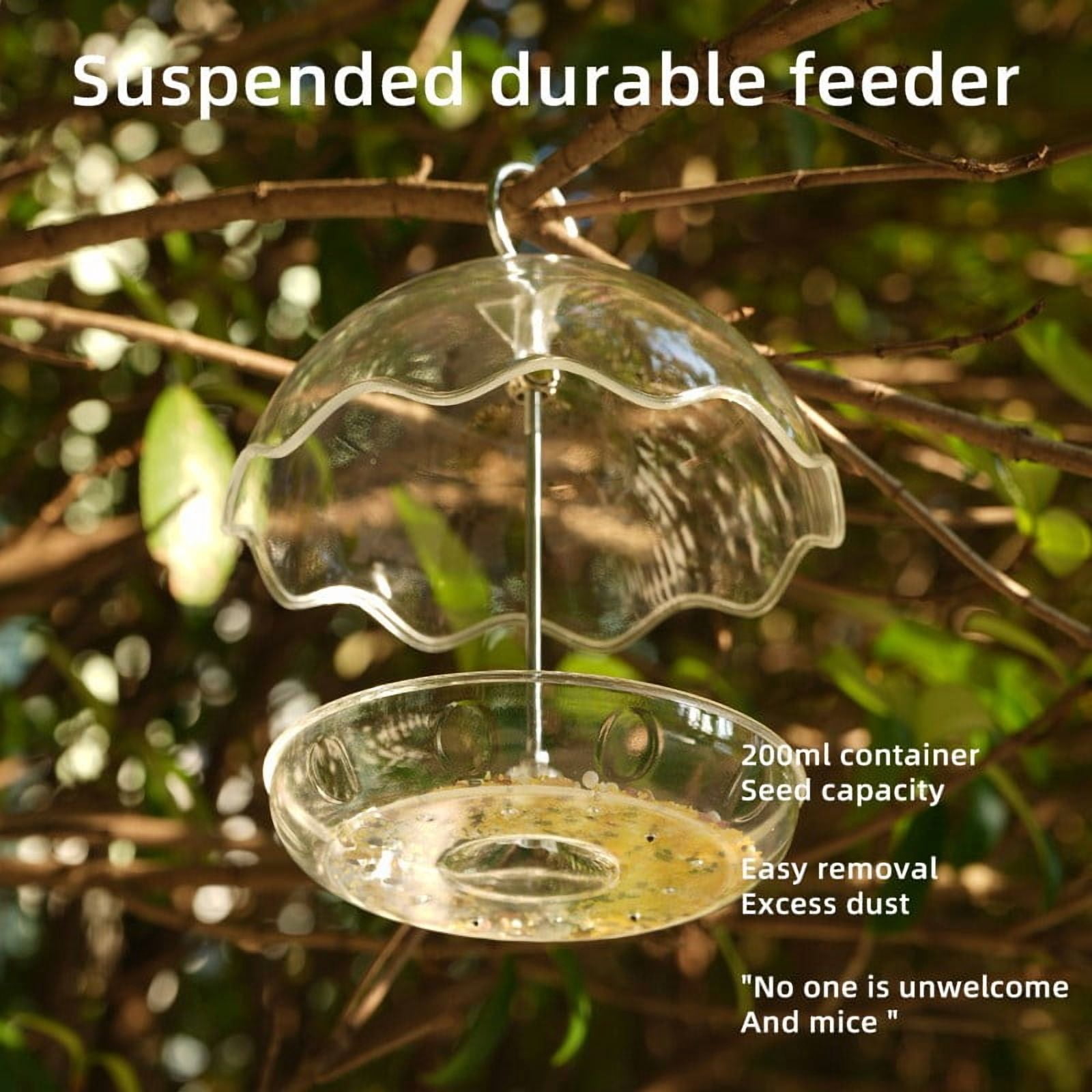 YiJuHui 3 Pcs Adjustable Platform Bird Feeder for Outdoors Hanging, Tray Bird Feeder with Dome Top, Attract Bluebirds Cardinals Goldfinches