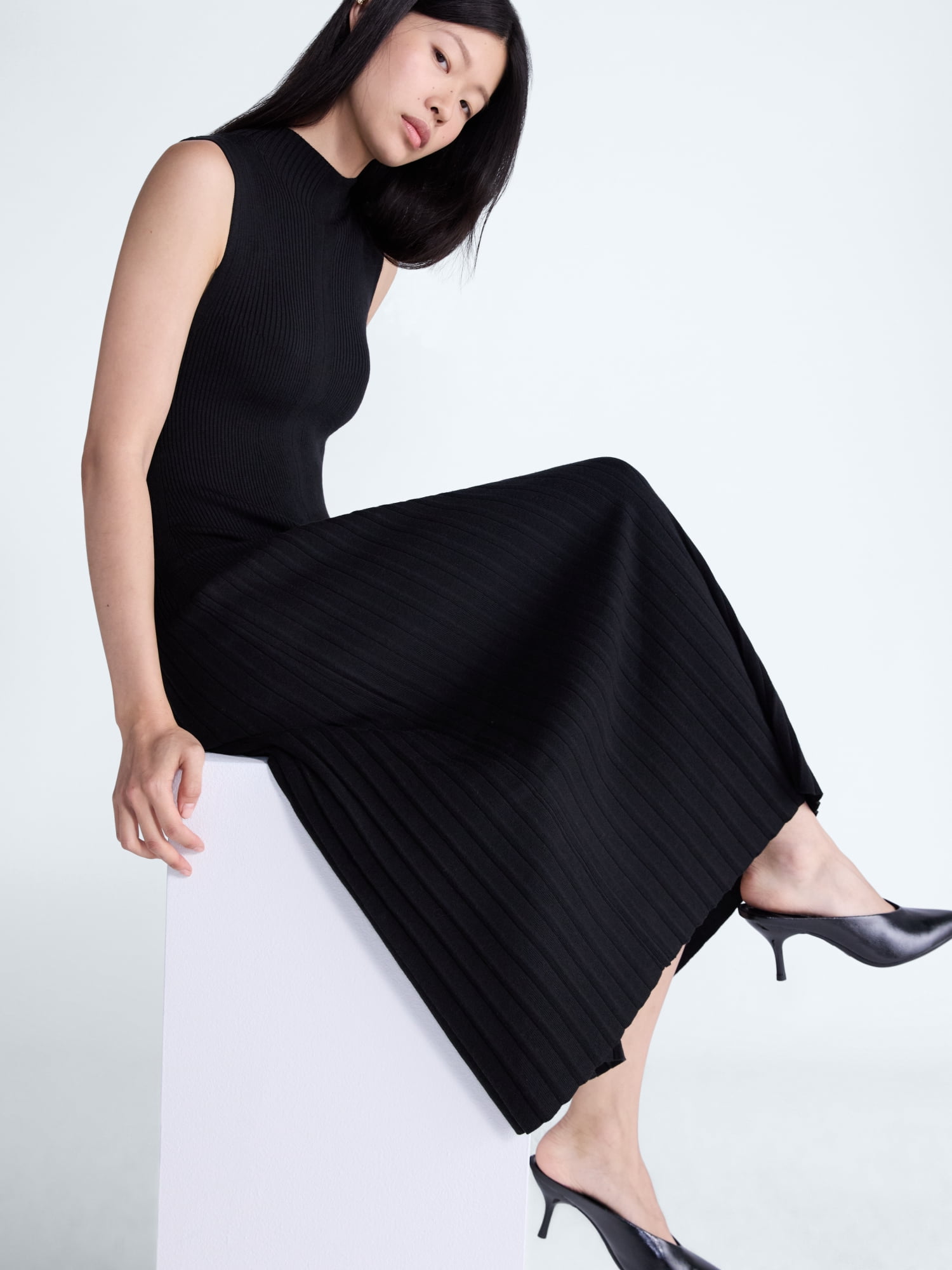Scoop Women's and Women's Plus Mock Neck Midi Sweater Dress, Size XS-4X