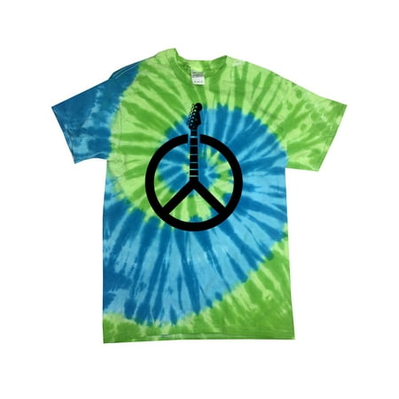 Guitar Peace Sign Tie Dye Tee Shirt - St. Lucia, Small Kids (Best Month To Go To St Lucia)