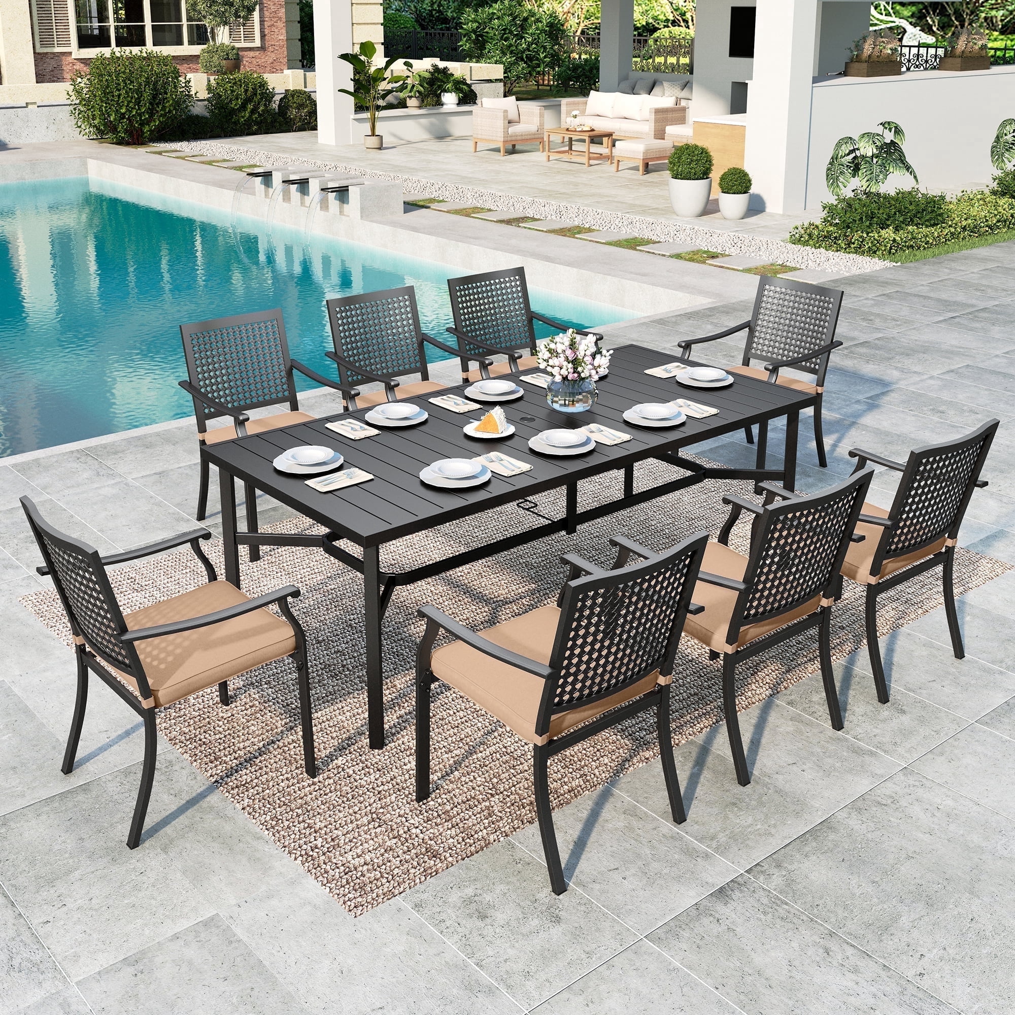 SUMMIT LIVING 7-Piece Outdoor Patio Dining Set, 350 LBS Capacity
