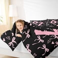 thumbnail image 3 of spefrowx Fashion Number 67 Print Full Size Comforter Sets for Teens, Black Pink Bow Bedding Comforter Set, Black Reversible, 3pcs, 1 Comforter and 2 Pillowcases, 3 of 6