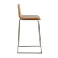 thumbnail image 3 of Mara Contemporary Barstool In Stainless Steel And Camel Faux Leather - Set Of 2, 3 of 7