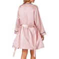 thumbnail image 2 of Women's 3pcs Satin Pajamas Set Cami Top and Shorts Sleepwear PJs Set with Robe,Pink, 2 of 5