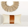 thumbnail image 6 of Set Of Two 18" X 18" Brown and Ivory Faux Leather Zippered Pillow, 6 of 6
