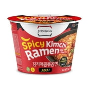 JONGGA Kimchi Spicy Stir-Fried Ramen with Real Kimchi, Korean Instant Cup Noodle, Best Tasting Hot and Tangy Bowl Soup, Savory and Delicious Broth Perfect for Hangover, Ready to Eat, 0 Trans-Fat, 5 oz