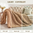 thumbnail image 4 of Carriediosa Chunky Knit Throw Blanket Handmade Soft Throws for Couch Sofa Bed, 50" x 60" Tan Brown, 4 of 7