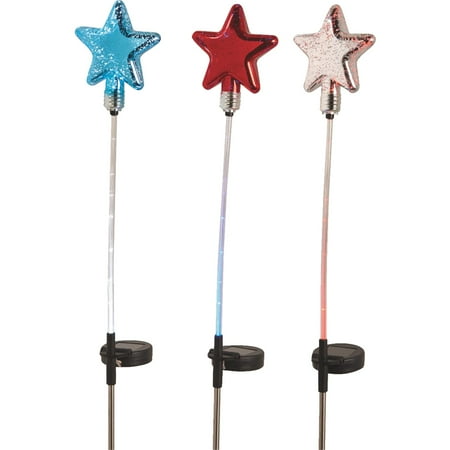 Alpine Solaris Patriotic Glass Star Solar Stake Light Walmart Com