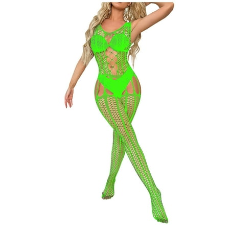 Women Fishnet Bodystocking Crotchless Bodysuit Sexy Exotic Lingerie One Piece Lace Bodysuit Soft Nightwear