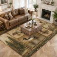 thumbnail image 3 of Forest Plaid Washable Area Rug 5 x 8 ft Vintage Bear Pine Dragonfly Canoe Duck Farmhouse Soft Non‑Slip Rugs Stain Repellent Indoor Mats for Spacious Family Room, Long Dining‑Table, Sunroom, 3 of 9