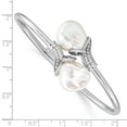 thumbnail image 3 of Primal Silver Sterling Silver Rhodium-plated 16-17mm White Keshi Freshwater Cultured Pearl Cubic Zirconia Flexible Bangle, 3 of 4