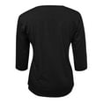 thumbnail image 7 of OSOLU Women Fashion Solid Color 3/4 Sleeve T-Shirt Tee Tops V-Neck Casual Loose Tops Leisure Dailywear, 7 of 7