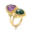 thumbnail image 4 of 3pcs Amethyst & Twist Rhombus Adjustable Ring golden Brass Wide Ring for Women Cadmium Free & Lead Free 1.5~26.5mm Inner Diameter: 17mm, 4 of 4