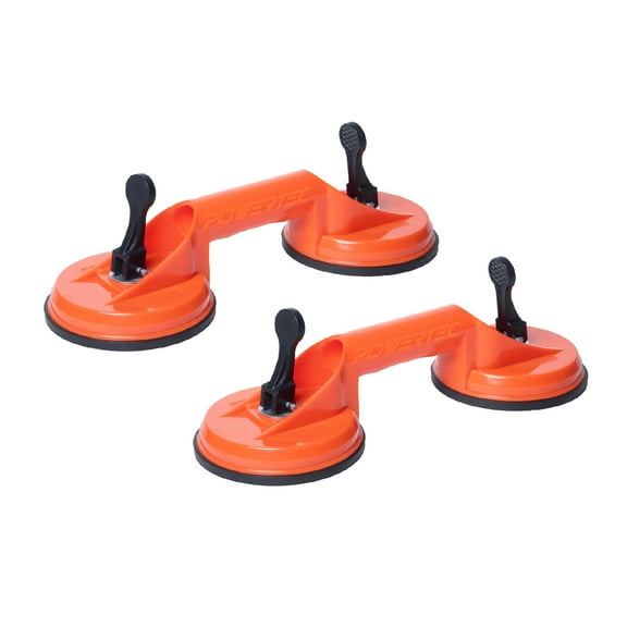 POWERTEC 2PK Glass Suction Cups to Lift Large Glass & Tile, Vaccum Suction Cup Lifter to Lift Large Glass, Tile, Granite & Auto Glass Windshield Installation, Double Claw Glass Holder Vacuum Plate