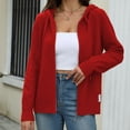 thumbnail image 2 of Feancey Ribbed Knit Jackets for Women Fall Lightweight Zip Up Hooded Sweatshirts Comfy Soft Long Sleeve Open Front Zipper Jacket with Pockets Red S, 2 of 9