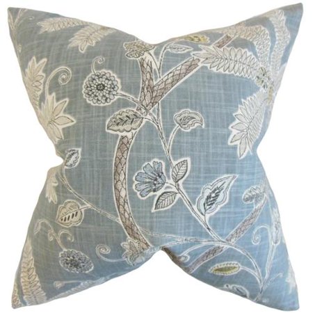 The Pillow Collection Mead Floral Feather FIlled Mineral Throw Pillow - Walmart.com