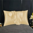 thumbnail image 7 of Xuniizn Throw Pillow Cover Satin Pillowcase for Hair and Skin - 20x30" Cooling Imitation Silk Pillow Case, Soft Solid Color Pillow Cover for Bedding, Khaki, 7 of 7