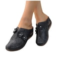 thumbnail image 1 of Breathable Wedge Clogs for Women Floral Embellishments Open Toe Mules Comfortable Soft Sole Platform Sandals Black Size 9.5, 1 of 8