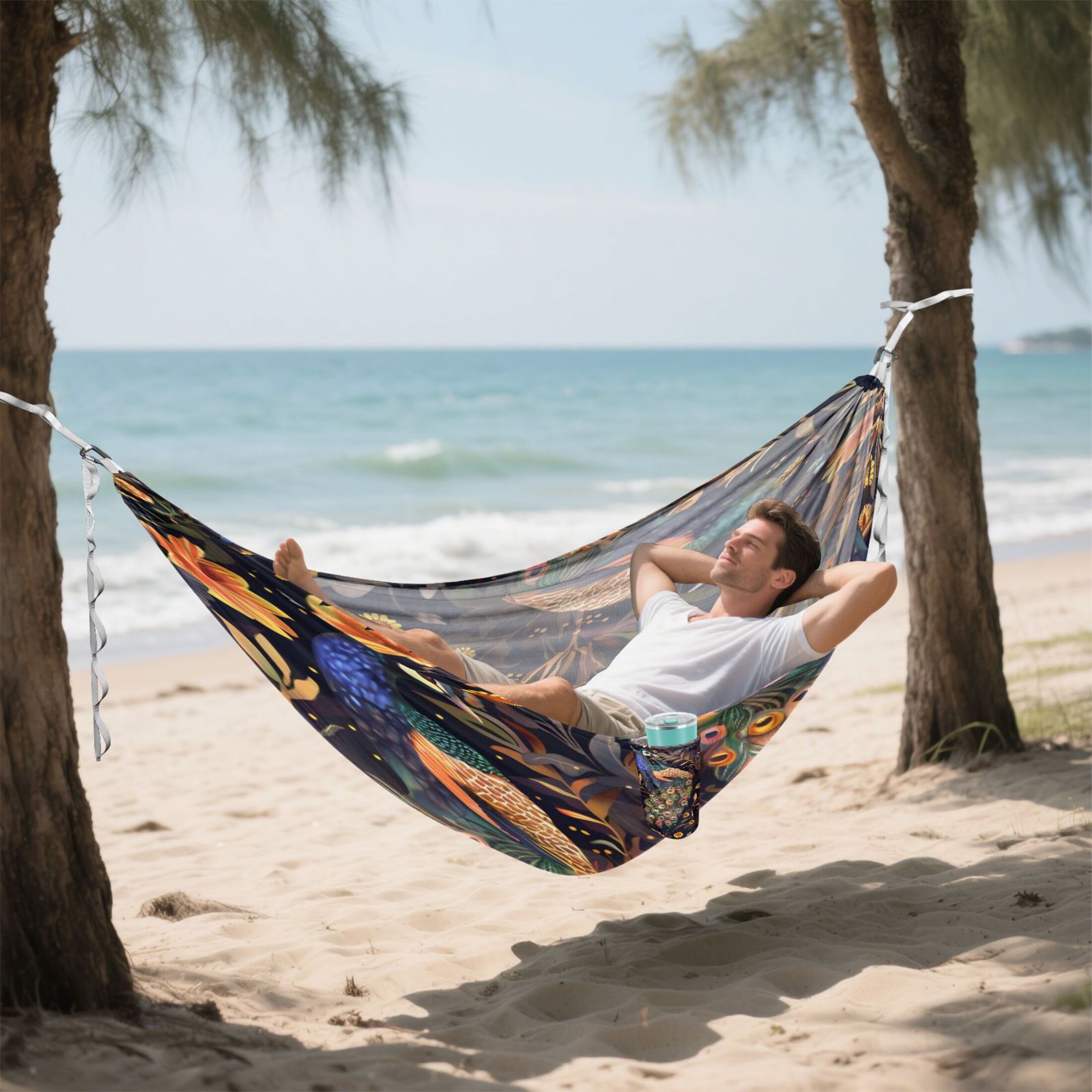Hammock Camping Hammock Nylon Portable Hammock Travel Camping Hammock Colorful Peacock