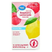 Great Value Sugar-Free Raspberry Lemonade Powdered Drink Mix, 0.07 oz, 10 Packets