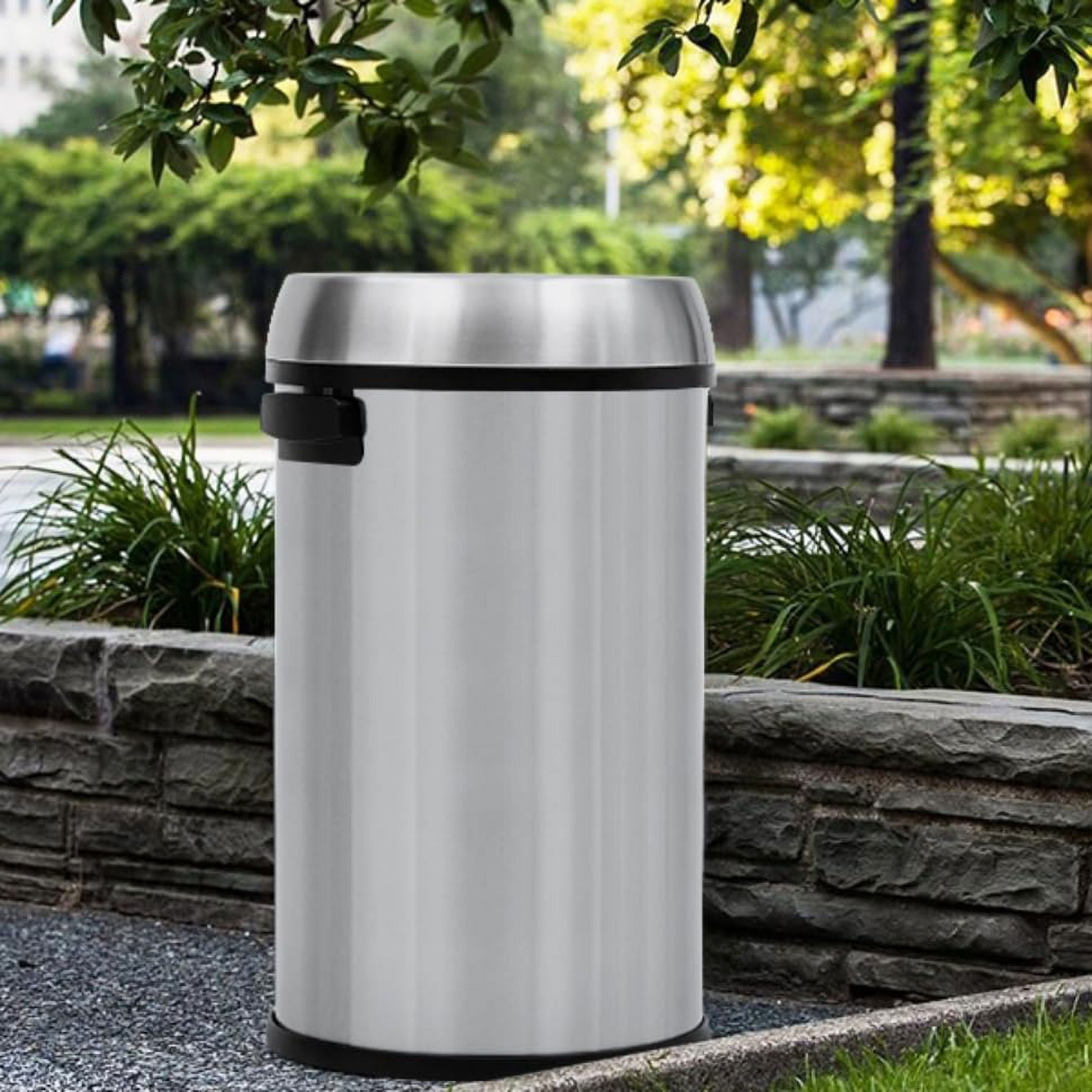 Ataucjin Round Kitchen Trash Can,Stainless Steel Swing Open Trash Can,Small Commercial Trash Can Garbage Can Without Inner Bucket For Home Office,17 Gallon