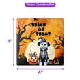 thumbnail image 5 of Trick or Treat Manx Needs Candy Happy Halloween Night Set of 4 Stone Coasters Cat Lover Kitten Owner Gifts 4x4in Absorbent Soapstone Coaster - 02020, 5 of 5