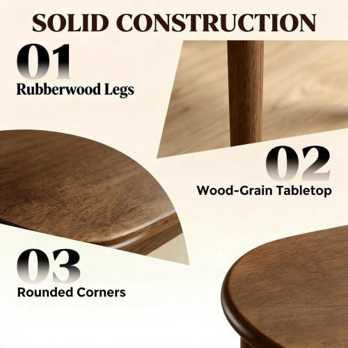 47-Inch 5-Piece Dining Table Set, Walnut Finish Table with 4 Cream White Upholstered Chairs, Space-Saving Compact Kitchen Dinette