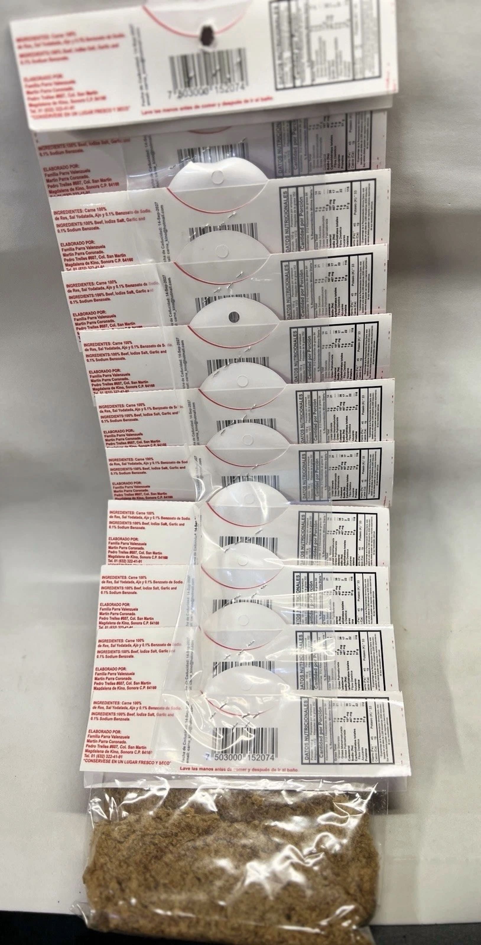 Carne Machaca Y Seca Kino 10/50g Premium Dried Beef Individual Packs 500G Total