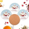 thumbnail image 6 of GZHJMY Christmas Snowman Round Coaster, 4 Pcs Heat Resistant Absorbent Drink Coaster for Kitchen Bar Cafe Decor, 6 of 7