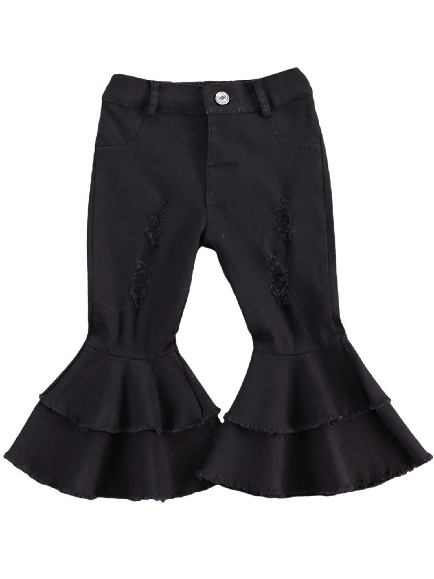 Toddler Kid Little Girls Denim Jeans Bell Bottom Flare Pants Long Pants