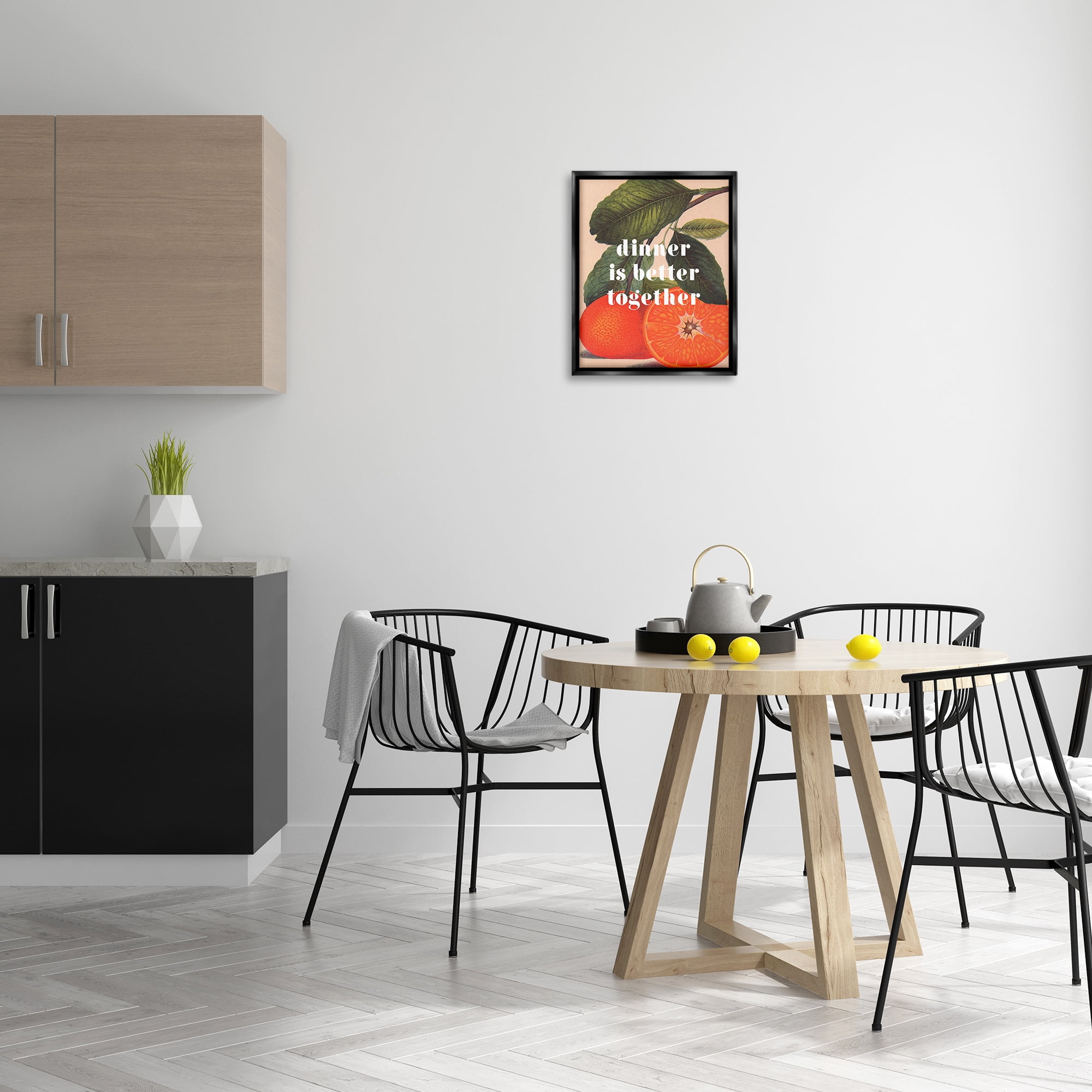 Stupell Industries Dinner Better Together Food & Beverage Painting Black Floater Framed Canvas Art Print Wall Art, 17 x 21