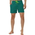 thumbnail image 6 of INSPIRE CHIC Men's Summer Holiday Mesh Lining Drawstring Waist Solid Board Shorts Dark Green 30, 6 of 6