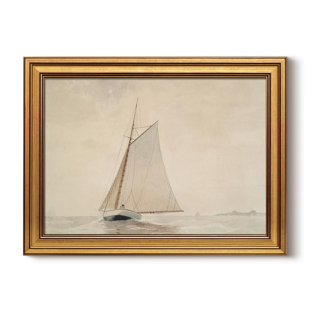 Pintura de pared HUARCEY, vintage, con marco dorado, vista al mar, 30 x 40 cm