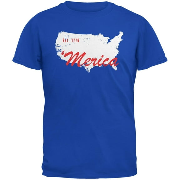 4th of July 'Merica Est 1776 Royal Adult T-Shirt - 2X-Large