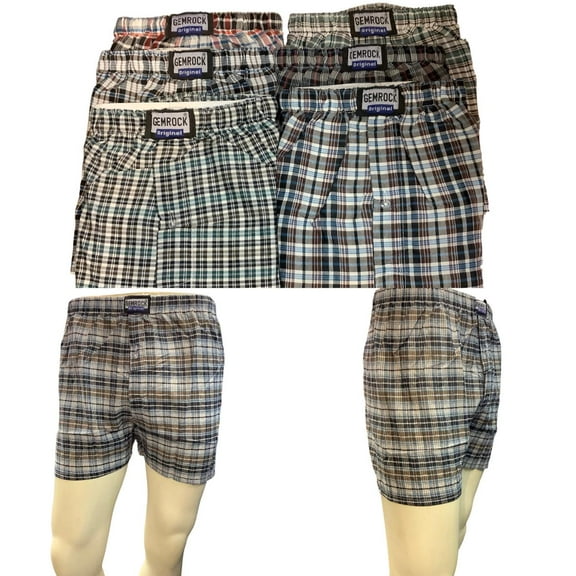 MEN'S 6 PIECES BIG AND TALL LUXURIOUS USA CLASSIC PLAID BOXER SHORTS UNDERWEAR SIZE XL (42-44)