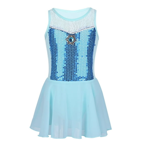 inhzoy Girls Sequined Ballet Dance Leotard Dress Tutu Skirted