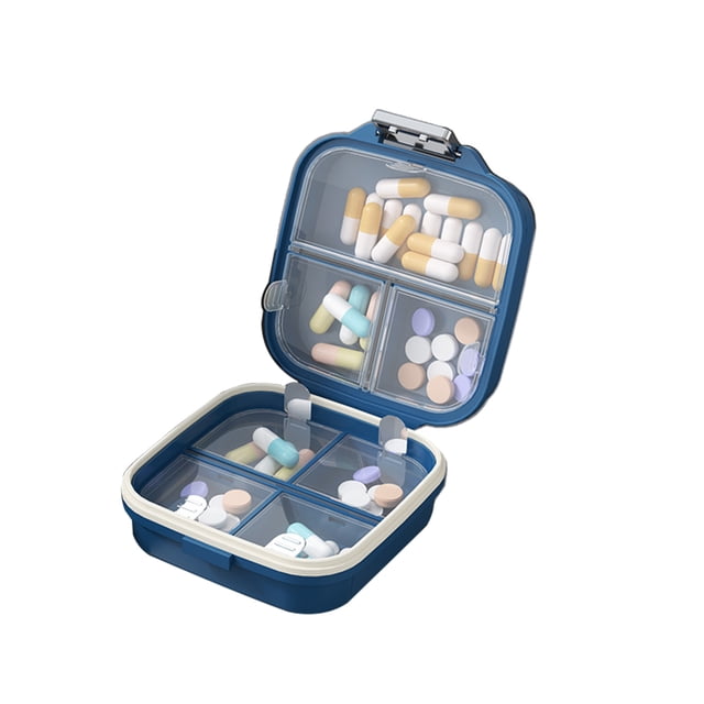 Portable Pill Organizer Weekly Pill Box Double Layer Medicine Case Mini Moisture Resistant Pill Container for Outdoor Travel Work