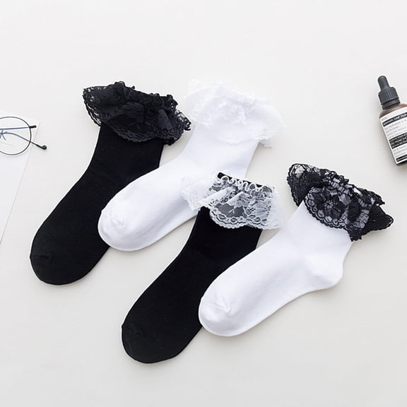 HOMEMAXS Frill Girls White Socks Lace Japanese Style Charming Women's